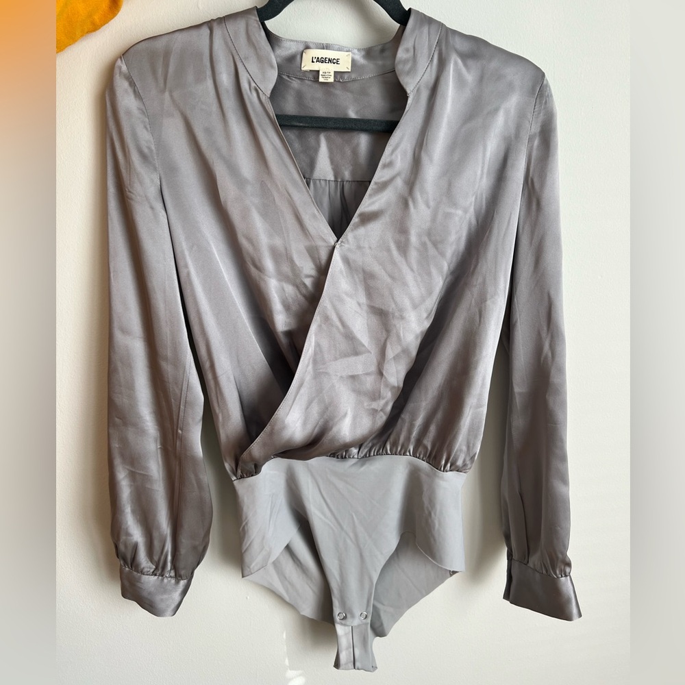 L’agence silver silk bodysuit